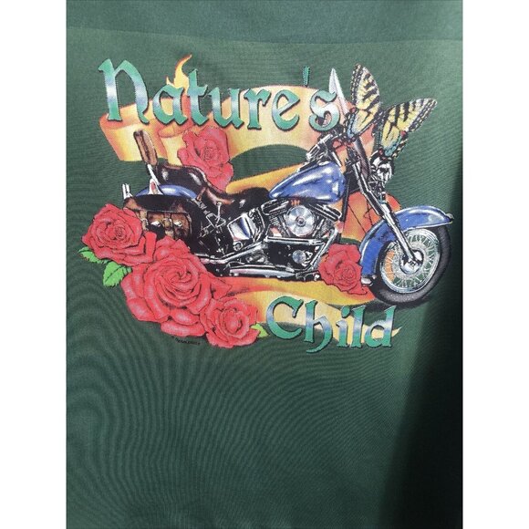 Women’s T-Shirt Natures Child Green Biker Shirt Size Large - Picture 3 of 7